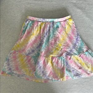 Girls Lands' End Multicolor Tie-Dye Skirt with built in shorts